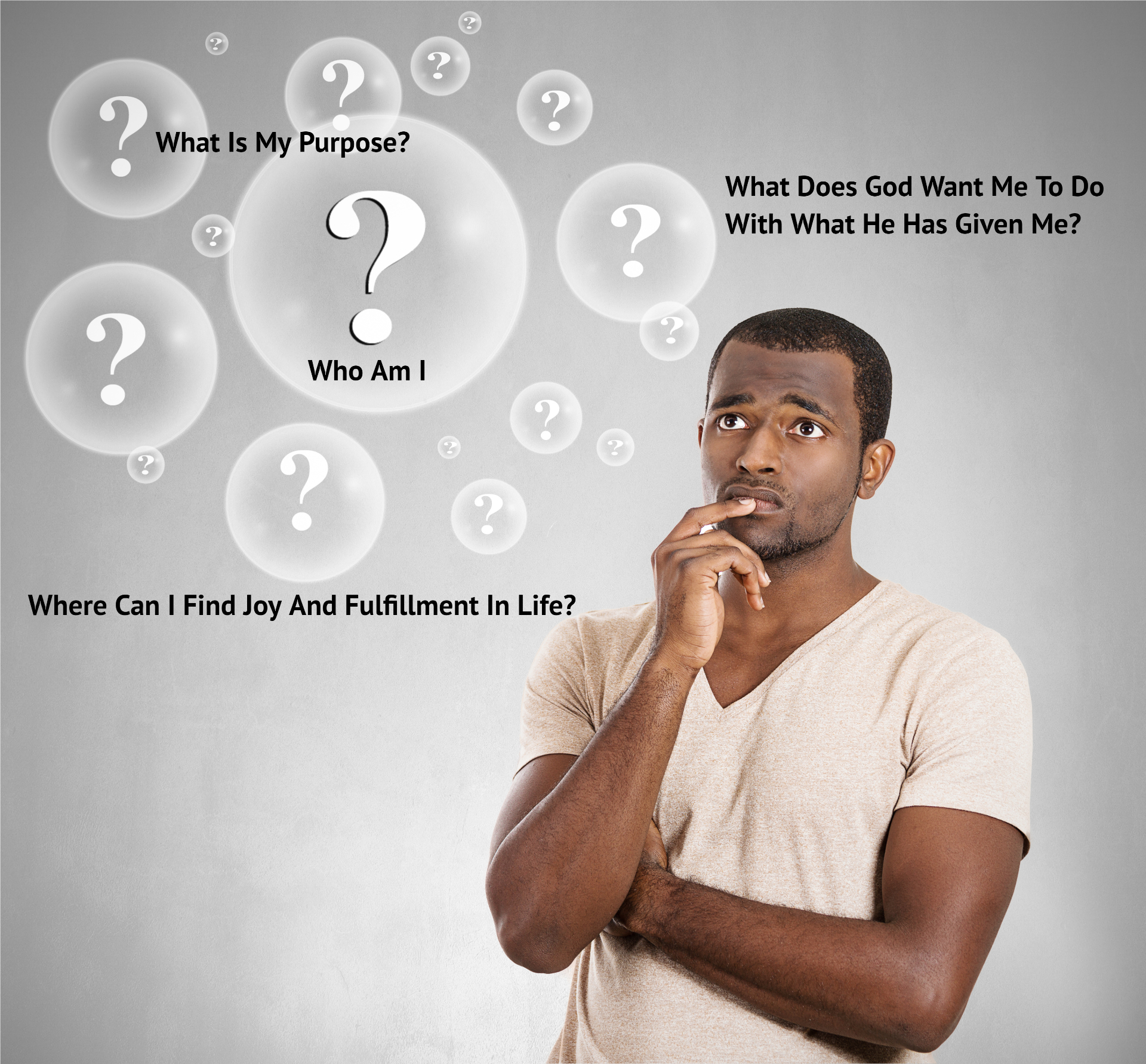 A young man reflecting — Who am I? What is my purpose? What does God want me to do?
