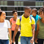 Students walking together on a path